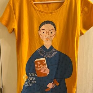 Piccolina a Yellow Graphic T-Shirt with Justice Ruth Bader Ginsburg Design